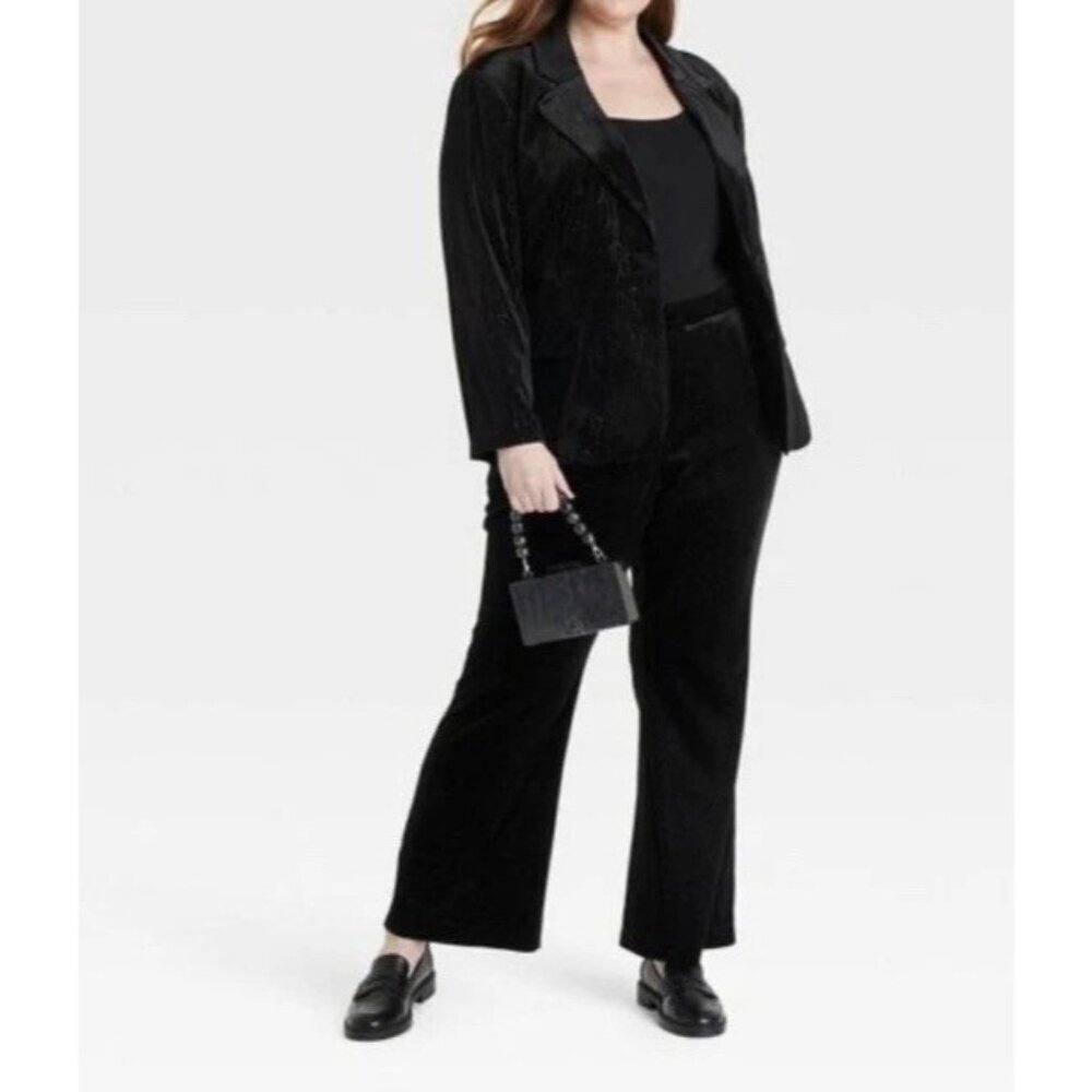 NEW Ava & Viv Women’s 2X Velvet Blazer Metallic Black Pinstripe h1801 - Picture 3 of 12